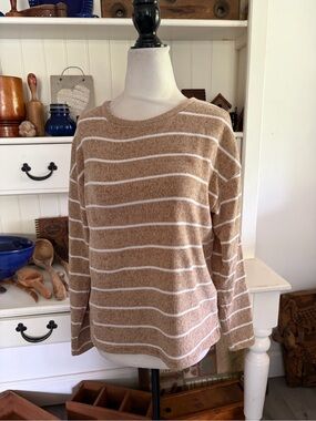 Springfield Cozy Beige & White Striped Women's Sweater